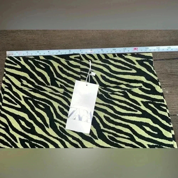ZARA Zebra Print Jacquard Pants Green/Black Knit Sz S - Picture 11 of 14